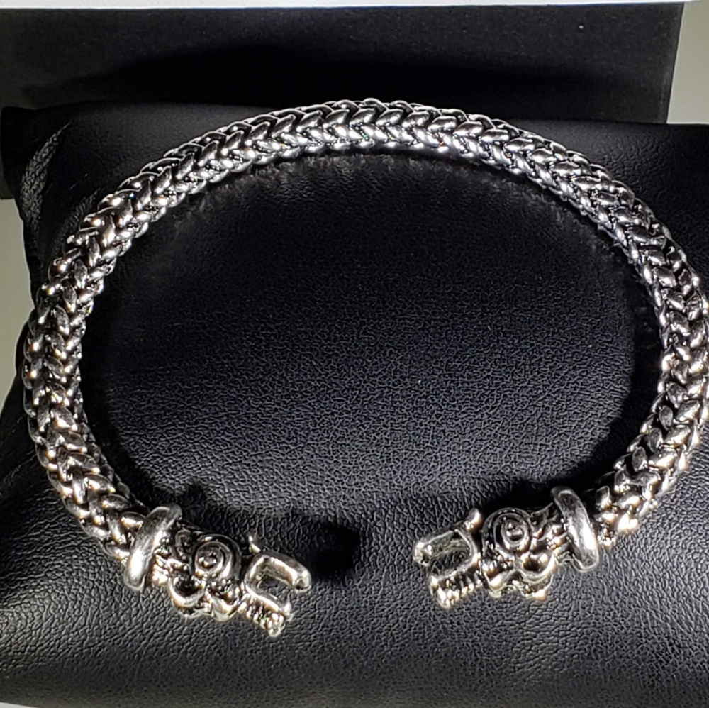 Rune Silver VIKING Norse Steel FENRIR Bracelet - Picture 5 of 8